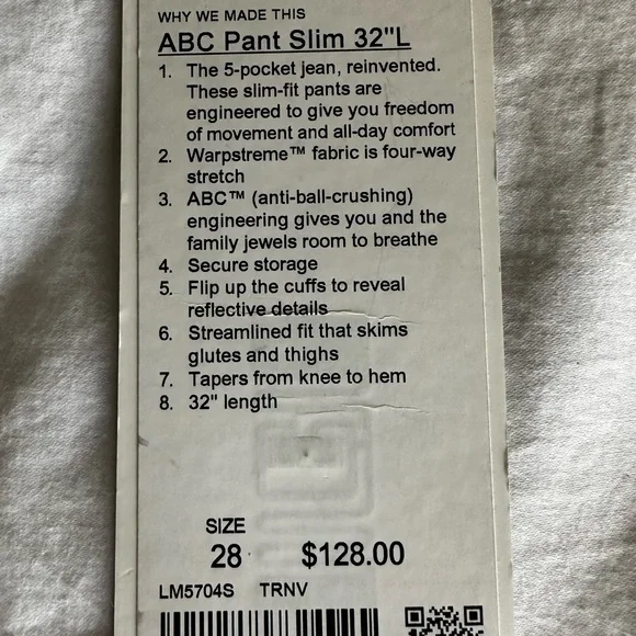 ABC Slim-Fit Pant 32" waist 28 - Picture 6 of 6